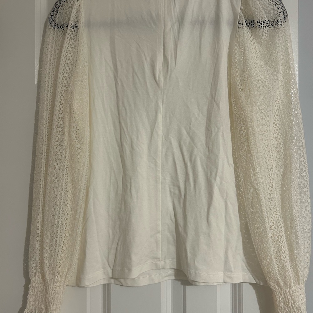 ME+EM Cream Ruffled Ribbed Long Sleeve Blouse - Picture 5 of 8